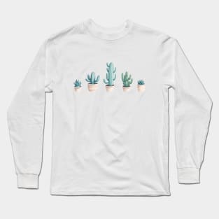 Watercolour cacti & succulents Long Sleeve T-Shirt